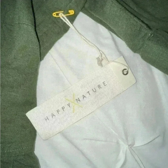 NWT Happy X Nature Dark Green Linen On/Off Shoulder cropped top SIZE XXL - Picture 7 of 8